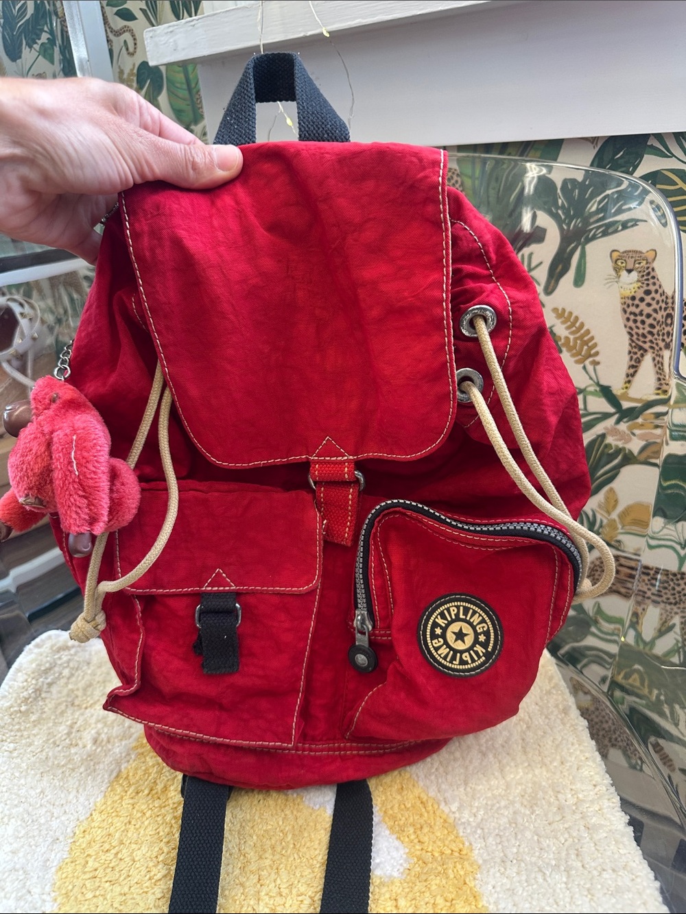 Kipling medium red backpack - Picture 4 of 7